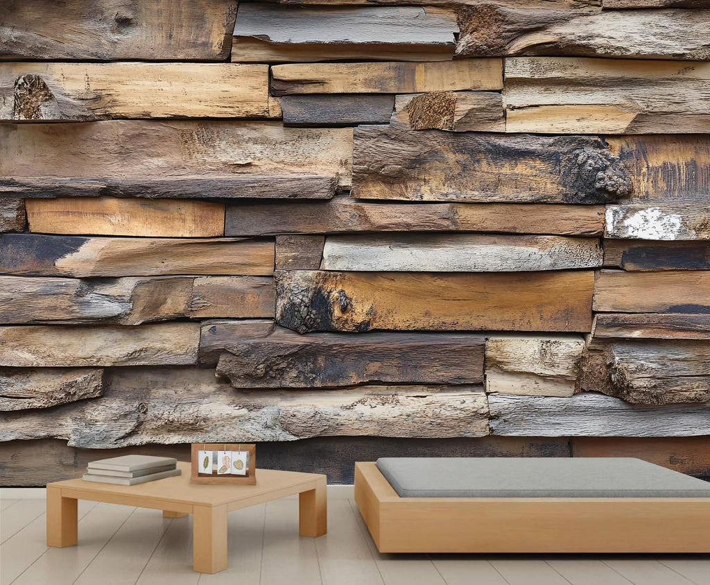 Old Wood Board Wall Mural, Distressed Mural, Industrial Wallpaper, Retro Wall Mural for Bedroom, Wood Grain Home Decor, Wooden Gifts for Women 141.7"x98.4"