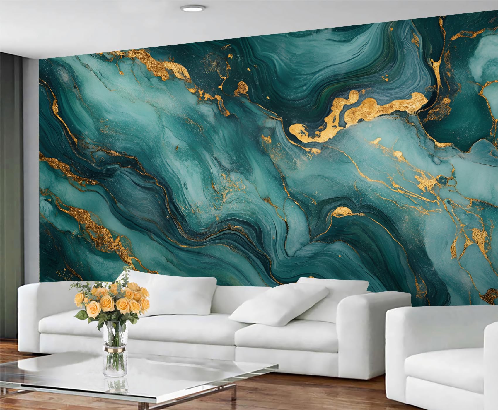 Colorful Distressed 3D Wood Grain Striped Wall Mural for Living Room & Bedroom, 197" x 118.2", Non-Adhesive