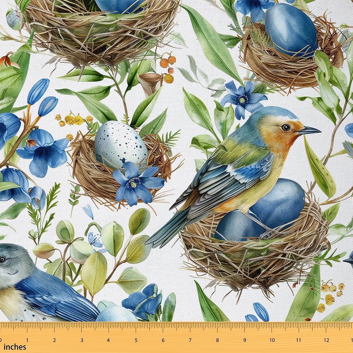 Hummingbird Fabric by The Yard,Botaniclal Flowers Rustic Style DIY Art Project,Jungle Wild Plants Outdoor Decor,Farm Garden Decor Soft Flannel Polyester No Stretch Fabric,3 Yards,108" L x 59" W