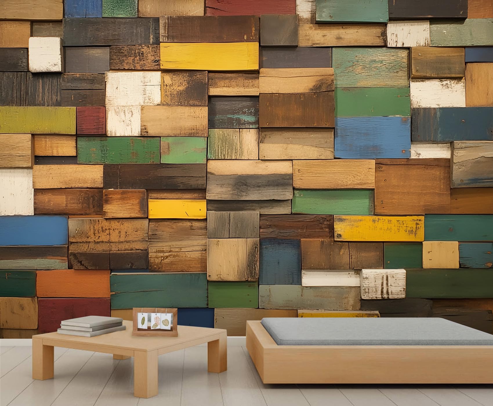 Multiple Irregular Pieces Mural Wallpaper Old Wooden Boards Wallpaper Large Vintage Distressed Wall Mural for Bedroom Home Decor Living Room Dining Room Office