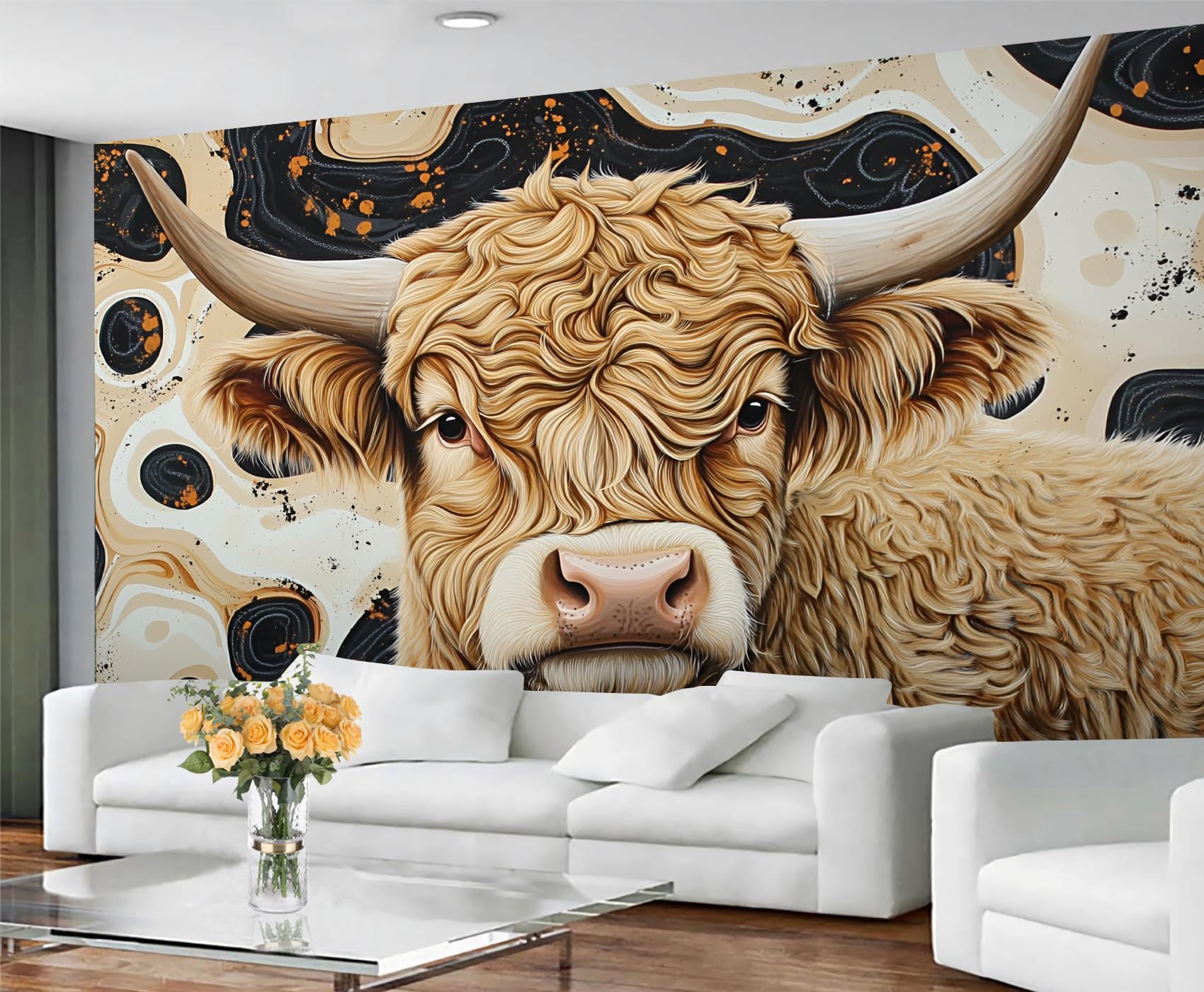 Colorful Distressed 3D Wood Grain Striped Wall Mural for Living Room & Bedroom, 197" x 118.2", Non-Adhesive