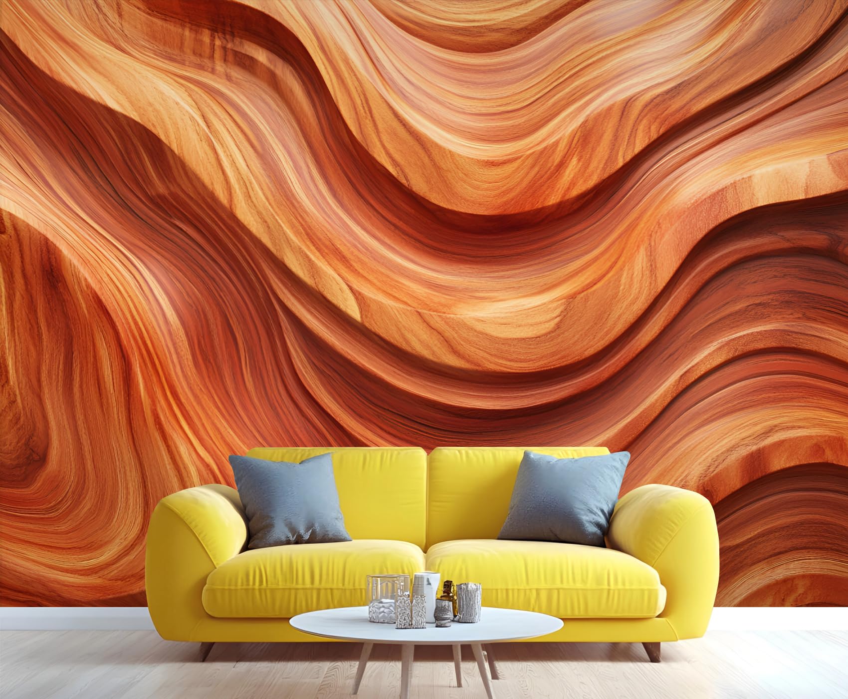 Rustic Wooden Plank Mural - Distressed Wall Paintings, Brown Wood Stripes 3D Wall Mural for Living Room Bedroom, Wooden Plank Murals - 157.5" x 110.3" (Not Peel n' Stick)