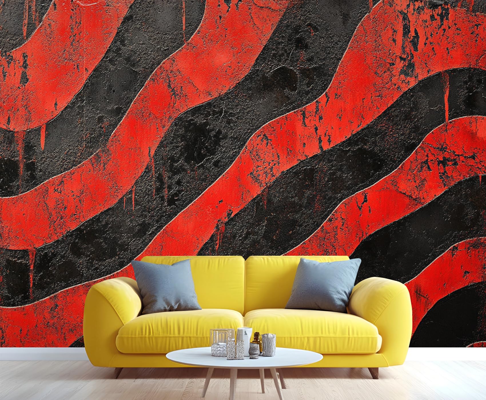 Distressed Wooden Stripes Wall Mural for Bedroom - 79" x 79" Murals, Wooden Plank Wallpaper for Living Room, Distressed Large HD Photo, Stripes Mural Wallpaper for Boys Room (Not Peel and Stick)