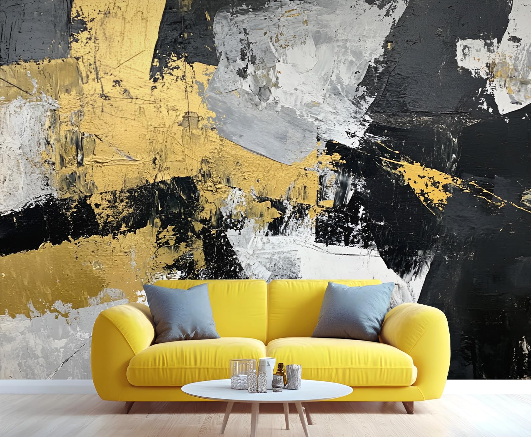 Distressed Wooden Stripes Wall Mural for Bedroom - 79" x 79" Murals, Wooden Plank Wallpaper for Living Room, Distressed Large HD Photo, Stripes Mural Wallpaper for Boys Room (Not Peel and Stick)