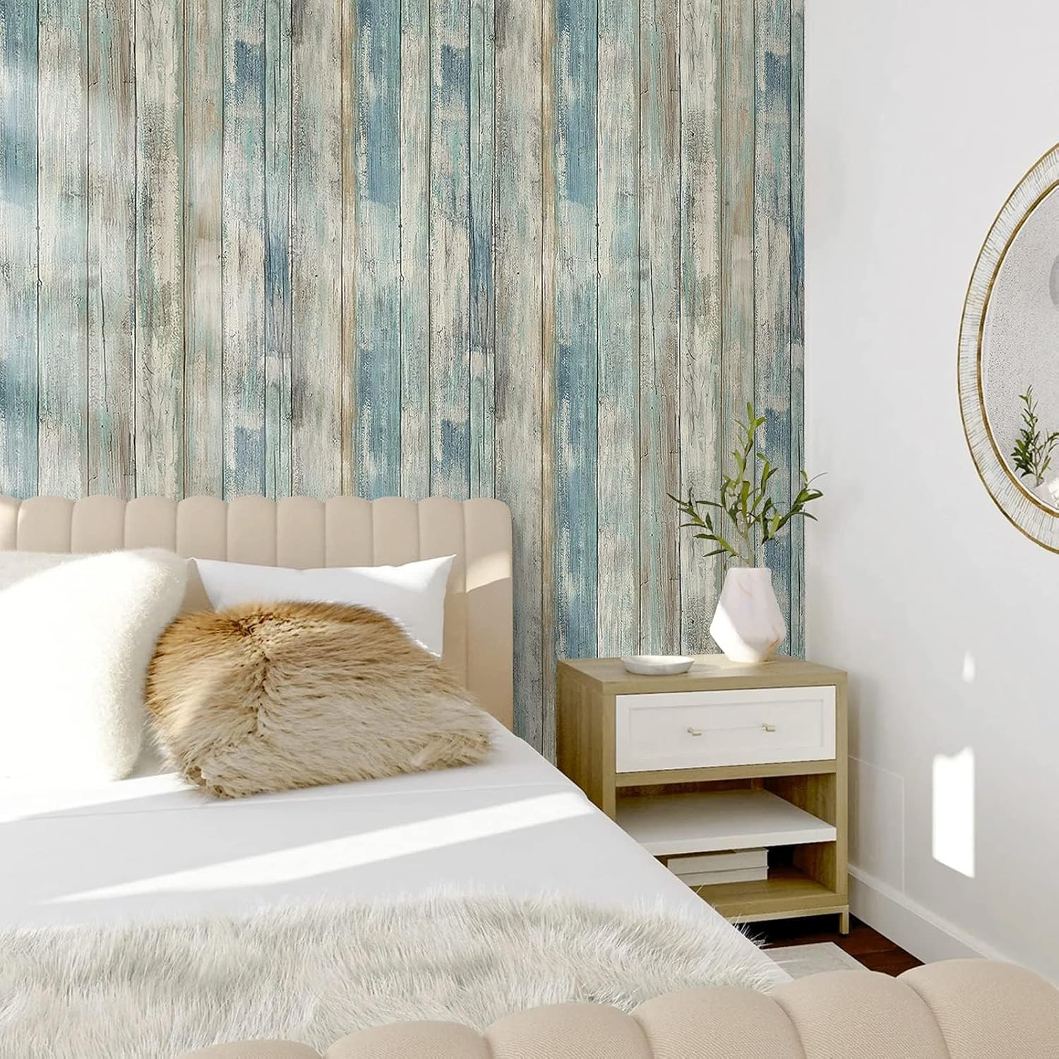 practicalWs Peel and Stick Wallpaper 17.71" x 590.5" Wood Wallpaper Wood Contact Paper Vintage Removable Self-Adhesive Wall Paper for Bedroom Walls Decor Faux Wooden Grain Look Vinyl Film Roll