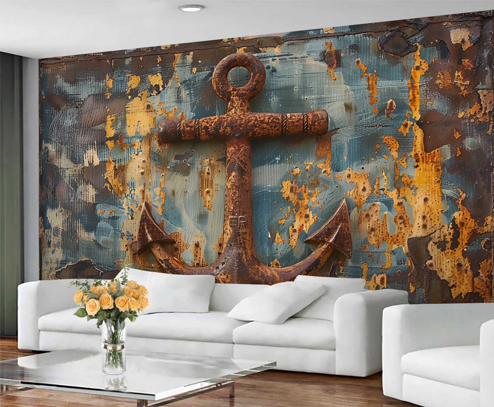 Colorful Wood Grain Wall Mural - Distressed Murals, Wooden Stripes Large Wall Murals for Living Room, Wood Grain Mural - 197" x 118.2" (Not Peel n' Stick)