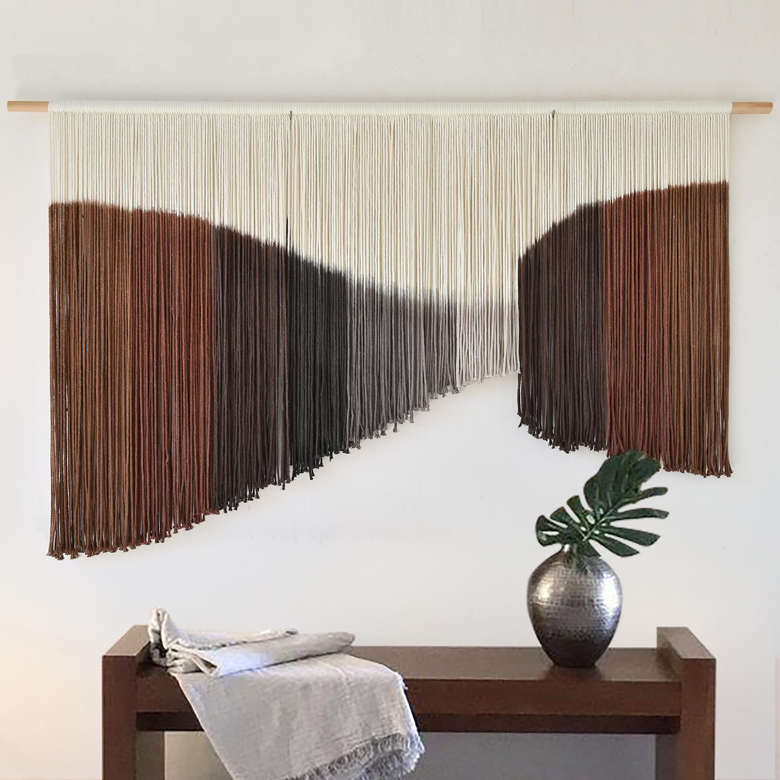 Jakalin Macrame Wall Hanging Dip Dyed Fiber Macrame Wall Decor Boho Cord Living Room Wall Art 57" Wx43 L