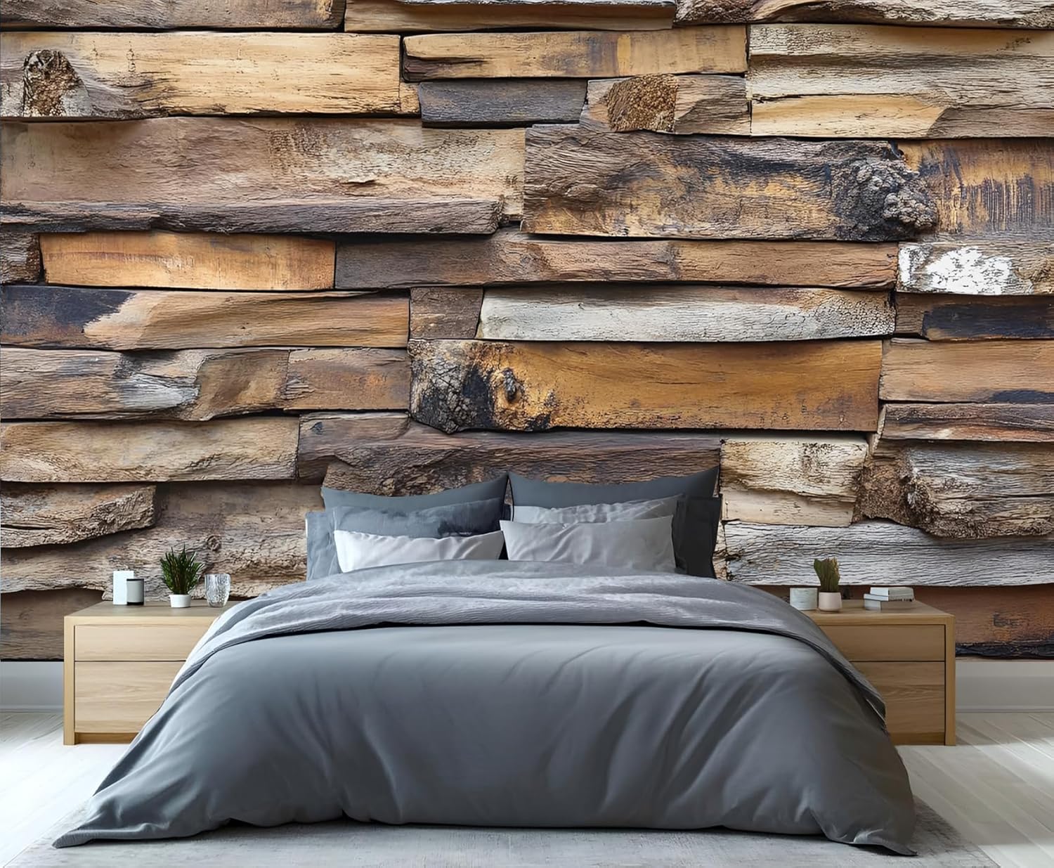 Multiple Irregular Pieces Mural Wallpaper Old Wooden Boards Wallpaper Large Vintage Distressed Wall Mural for Bedroom Home Decor Living Room Dining Room Office