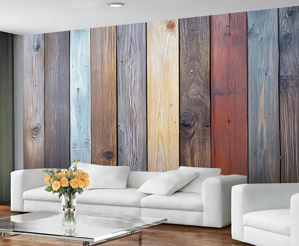 Wooden Board Plank Wall Mural Bedroom - 98" x 69" Murals, Distressed Wallpaper for Living Room, Wooden Board 3D Wall Murals, Vintage Mural Wallpaper (Not Peel and Stick)