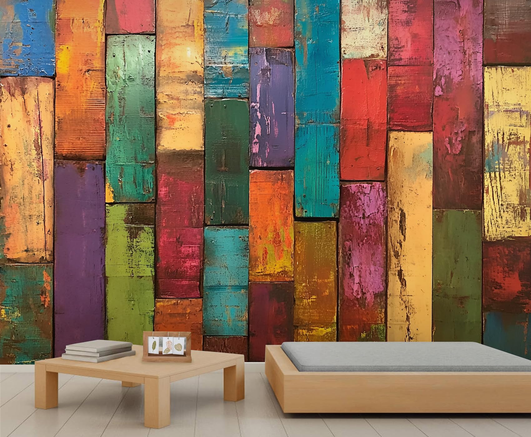 Multiple Irregular Pieces Mural Wallpaper Old Wooden Boards Wallpaper Large Vintage Distressed Wall Mural for Bedroom Home Decor Living Room Dining Room Office
