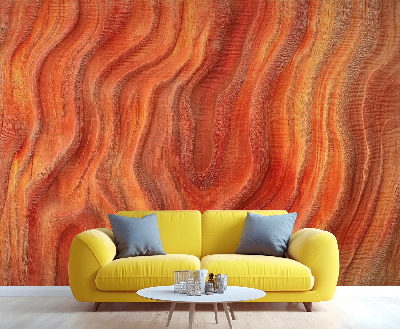 Rustic Wooden Plank Mural - Distressed Wall Paintings, Brown Wood Stripes 3D Wall Mural for Living Room Bedroom, Wooden Plank Murals - 157.5" x 110.3" (Not Peel n' Stick)