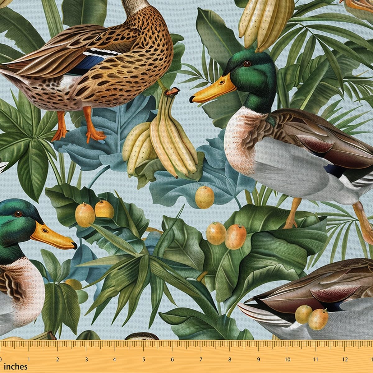 Hummingbird Fabric by The Yard,Botaniclal Flowers Rustic Style DIY Art Project,Jungle Wild Plants Outdoor Decor,Farm Garden Decor Soft Flannel Polyester No Stretch Fabric,3 Yards,108" L x 59" W