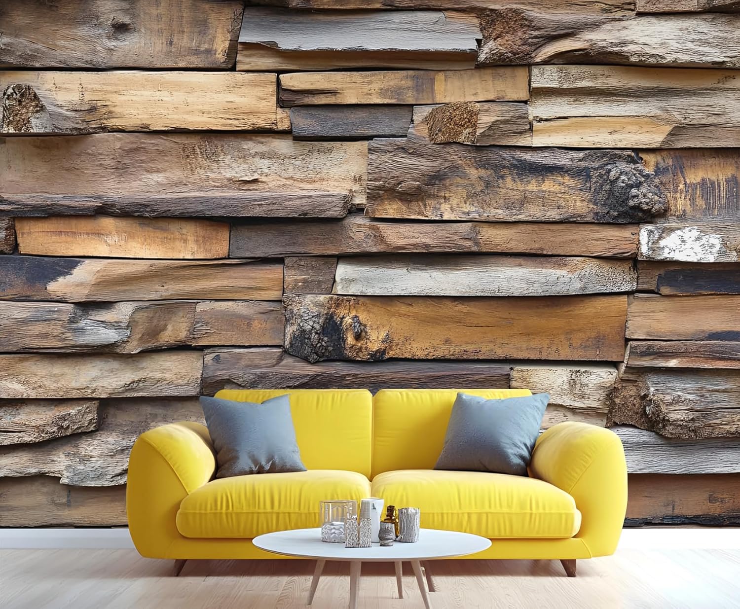 Multiple Irregular Pieces Mural Wallpaper Old Wooden Boards Wallpaper Large Vintage Distressed Wall Mural for Bedroom Home Decor Living Room Dining Room Office