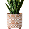 D'vine Dev 8 Inch Terracotta Planter Pot, Modern Design Ceramic Plants Pot with Drainage Hole, Saharan Script, 33-953-D-1