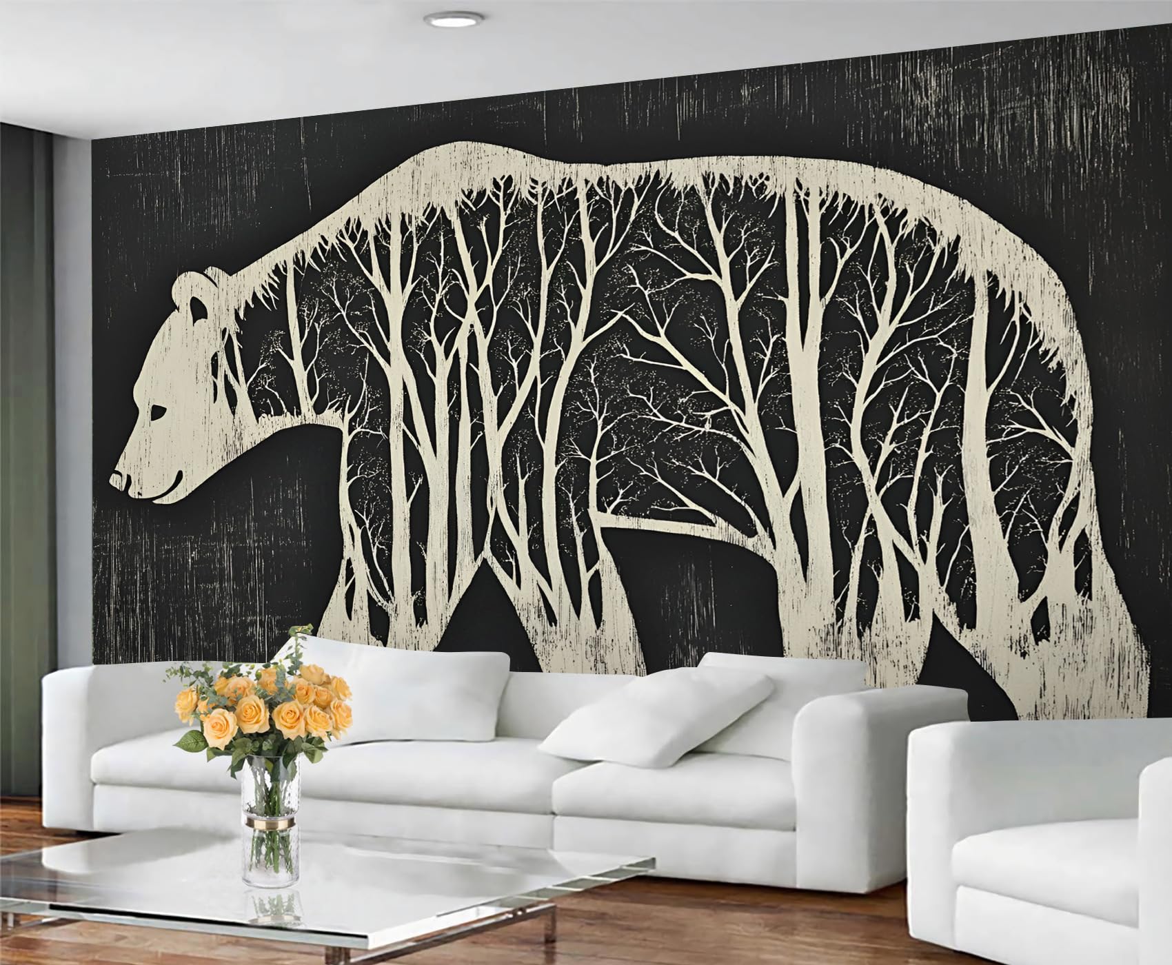Colorful Wood Grain Wall Mural - Distressed Murals, Wooden Stripes Large Wall Murals for Living Room, Wood Grain Mural - 197" x 118.2" (Not Peel n' Stick)
