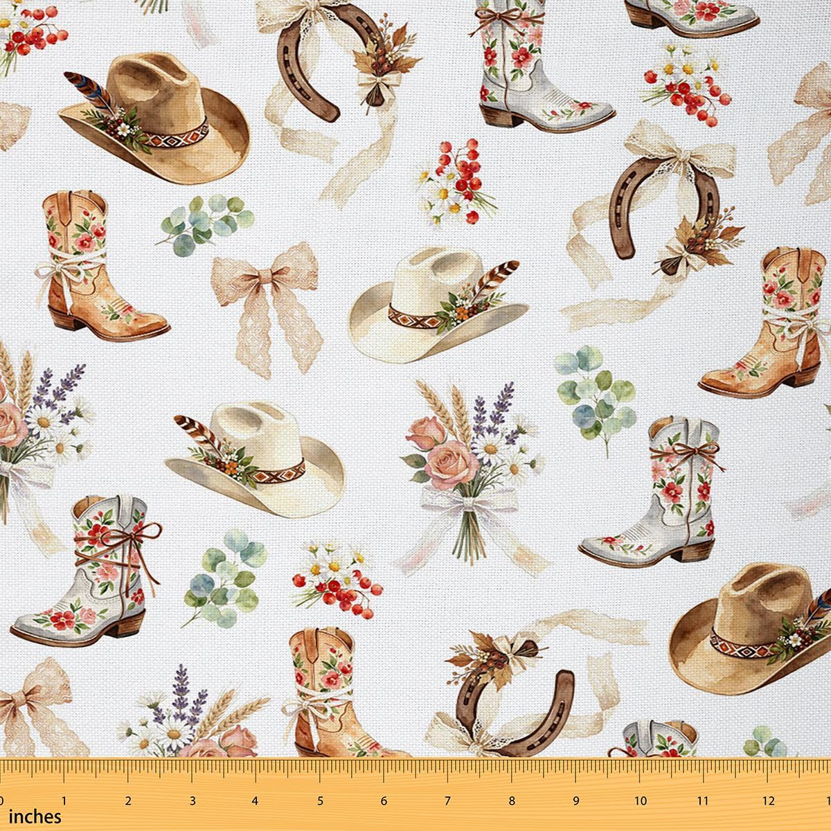 Retro Flowers Fabric by The Yard Vintage Bouquet Colorful Floral Decor Fabric for Craft Art Lovers Wild Plants Country Garden Style Fabric for DIY Soft Flannel Polyester 5 Yards,180" L x 59" W