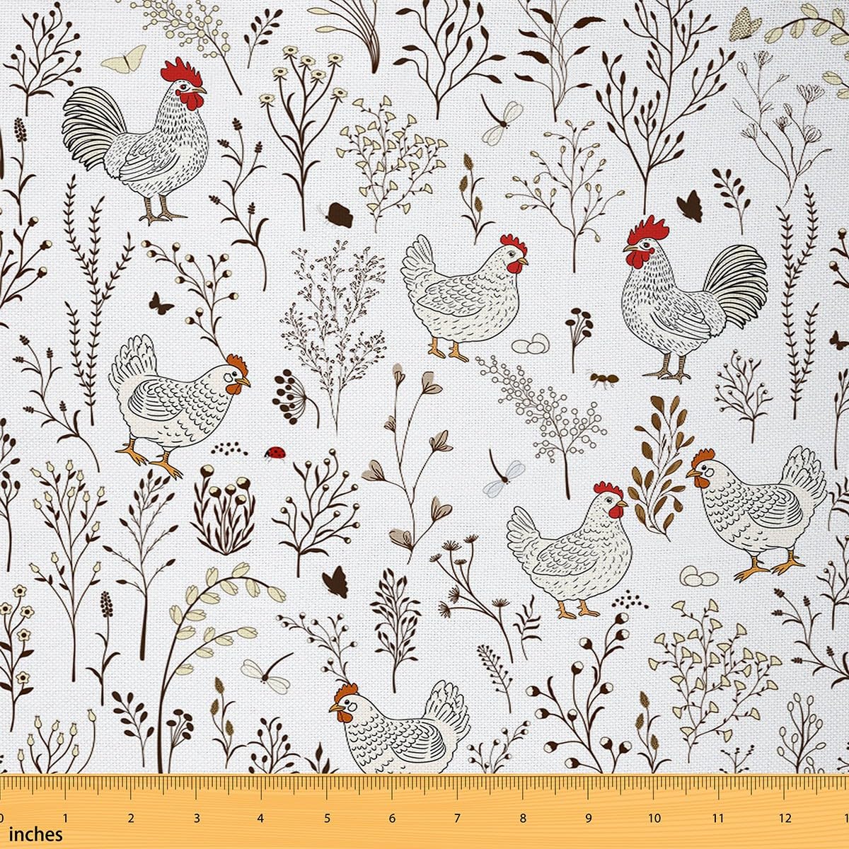 Hummingbird Fabric by The Yard,Botaniclal Flowers Rustic Style DIY Art Project,Jungle Wild Plants Outdoor Decor,Farm Garden Decor Soft Flannel Polyester No Stretch Fabric,3 Yards,108" L x 59" W