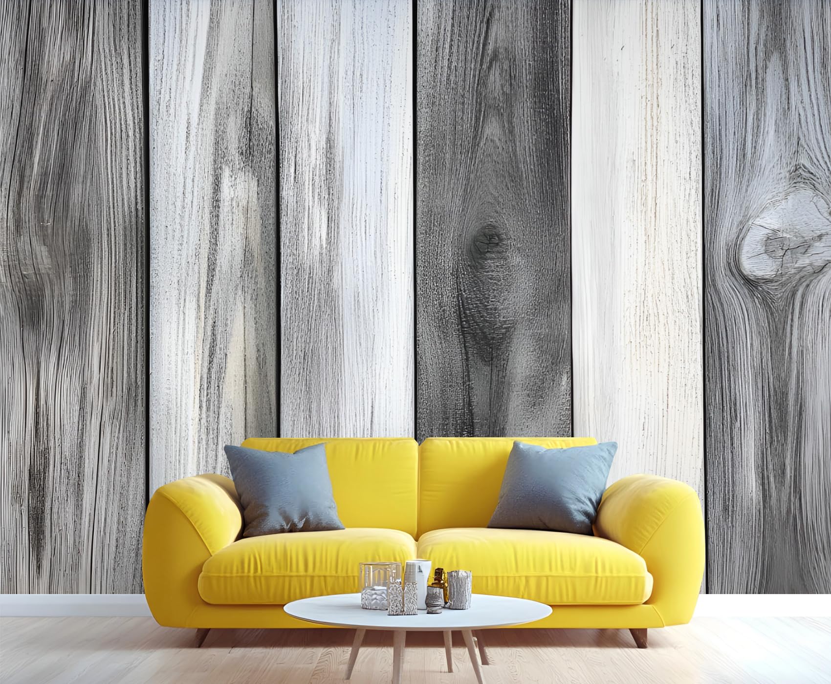 Rustic Wooden Plank Mural - Distressed Wall Paintings, Brown Wood Stripes 3D Wall Mural for Living Room Bedroom, Wooden Plank Murals - 157.5" x 110.3" (Not Peel n' Stick)