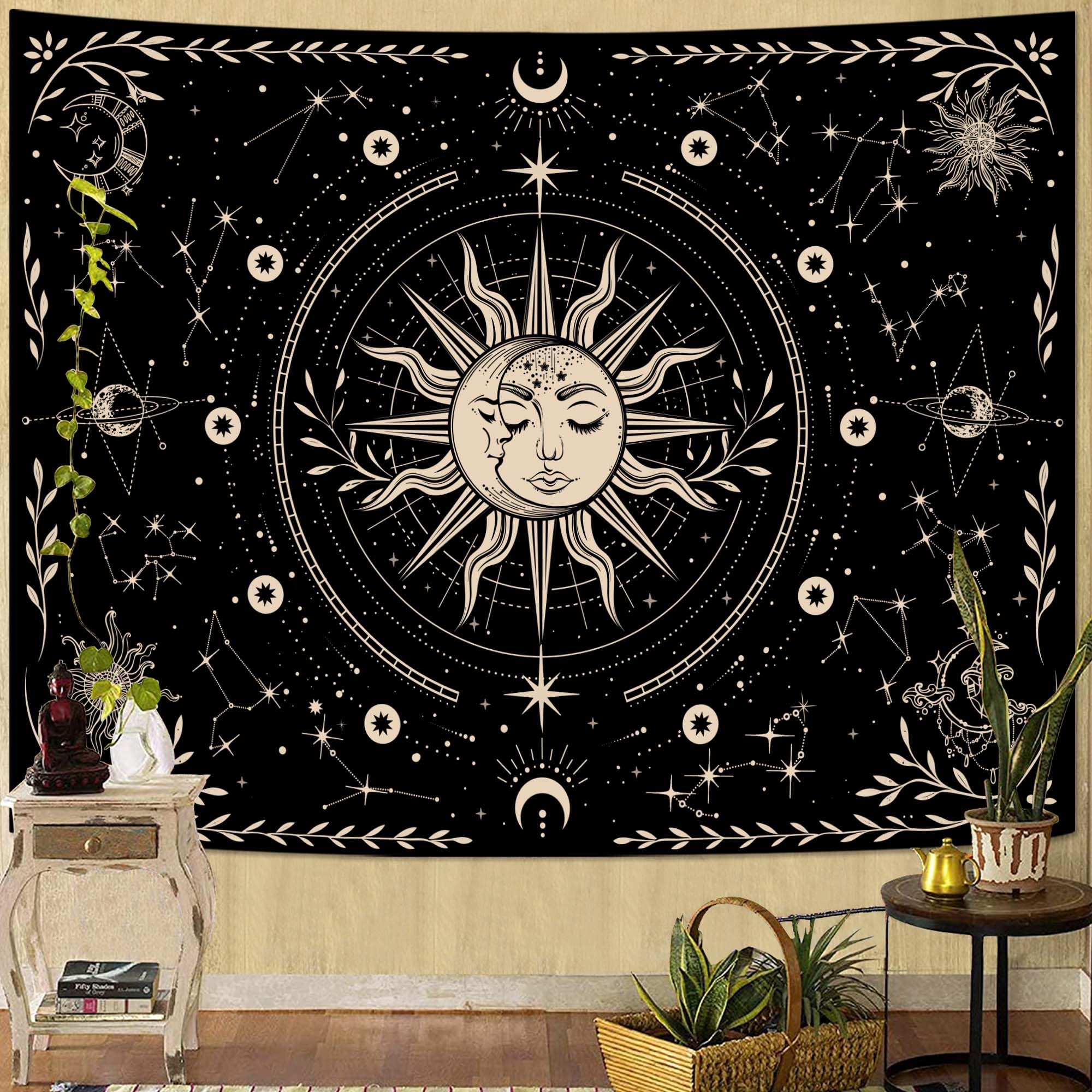 Spenlife Sun Tapestry Boho Tapestry for Bedroom Yellow and Green Tapestries Wall Hanging Bedroom Living Room Wall Art and Home Decor 70x90