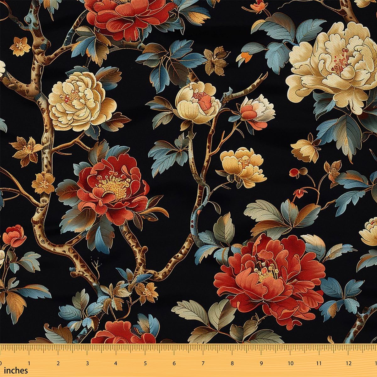 Retro Flowers Fabric by The Yard Vintage Bouquet Colorful Floral Decor Fabric for Craft Art Lovers Wild Plants Country Garden Style Fabric for DIY Soft Flannel Polyester 5 Yards,180" L x 59" W