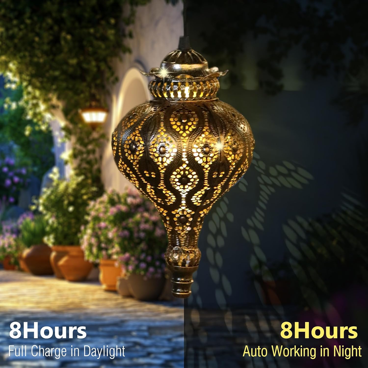 Solar Moroccan Lantern Outdoor Garden Decor(2 Pack) Solar Lanterns Outdoor Waterproof, Lanterns Decorative Outdoor Lights for Patio Pathway Yard Porch Backyard.