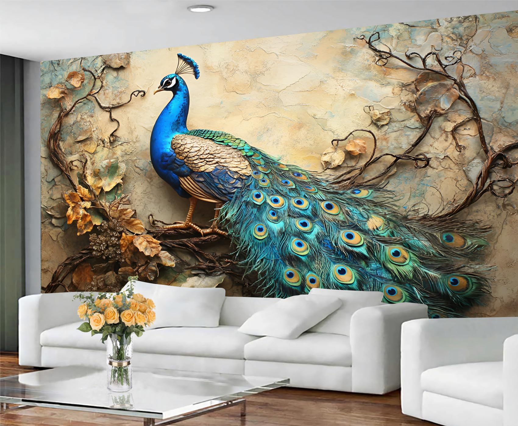 Colorful Wood Grain Wall Mural - Distressed Murals, Wooden Stripes Large Wall Murals for Living Room, Wood Grain Mural - 197" x 118.2" (Not Peel n' Stick)