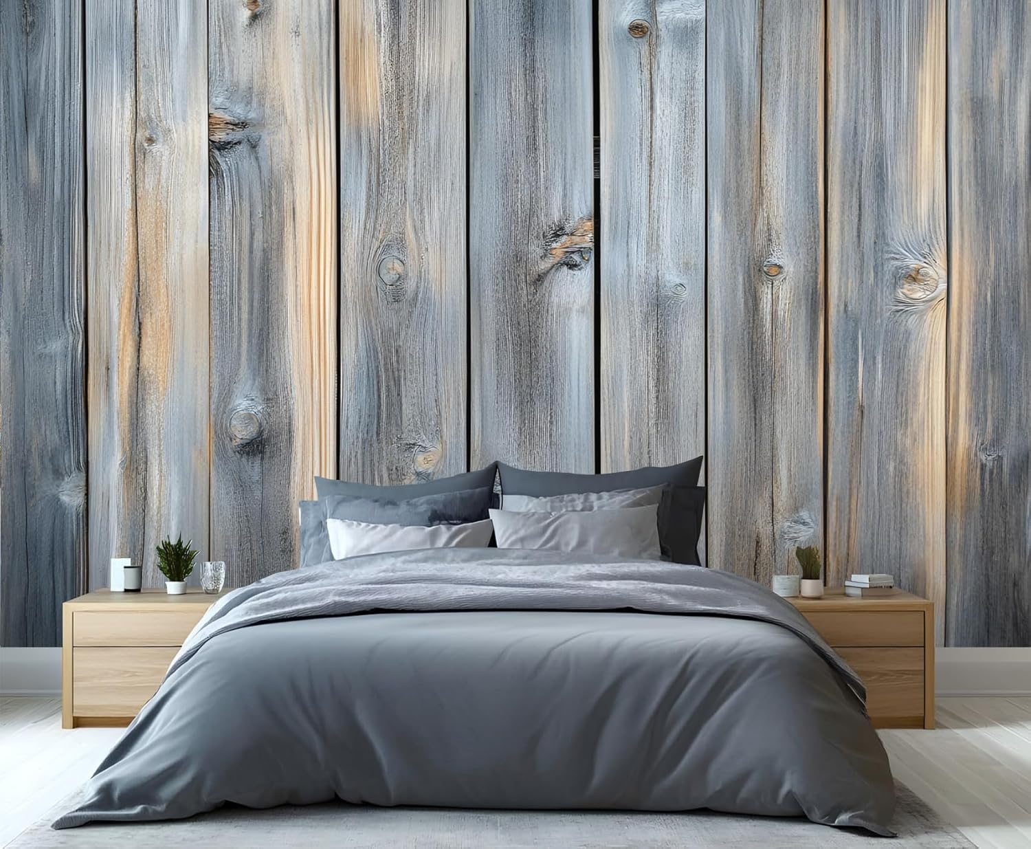 Rustic Wooden Planks Mural Wallpaper - 110" x 79" Mural, Wood Grain Wall Murals for Living Room Bedroom, Vintage Distressed Poster, Wooden Planks Wallpaper (Not Peel and Stick)