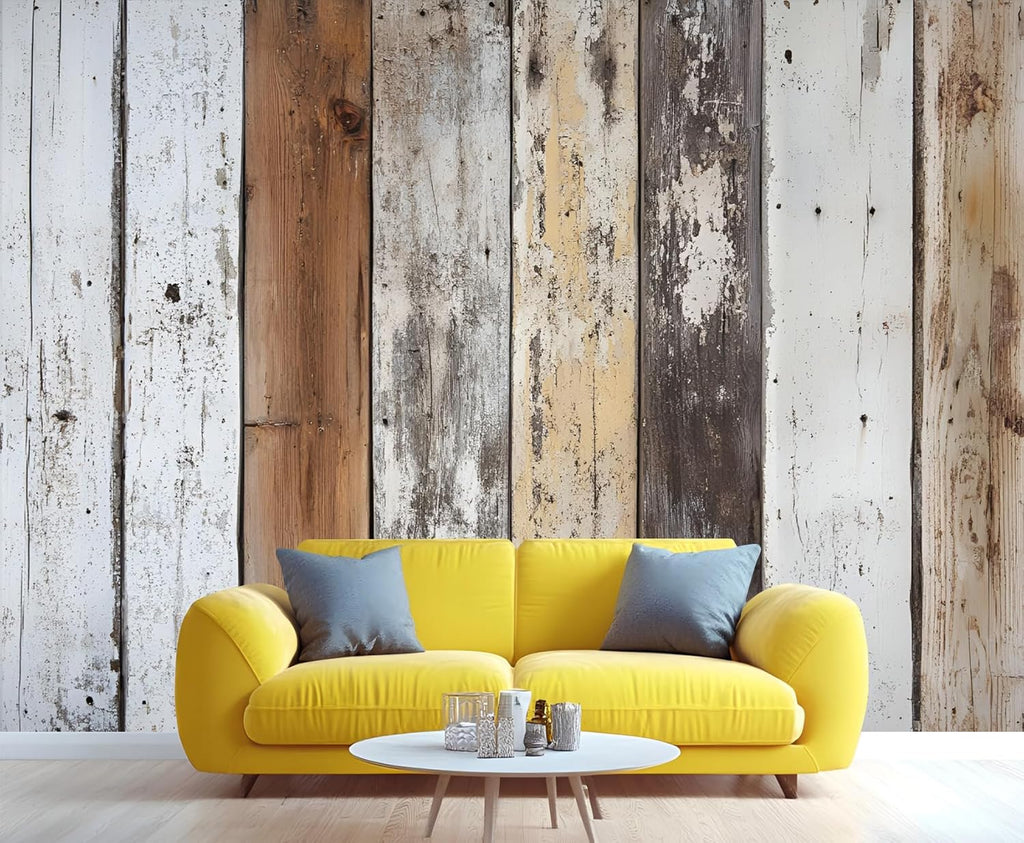 Distressed Wooden Stripes Wall Mural for Bedroom - 79" x 79" Murals, Wooden Plank Wallpaper for Living Room, Distressed Large HD Photo, Stripes Mural Wallpaper for Boys Room (Not Peel and Stick)
