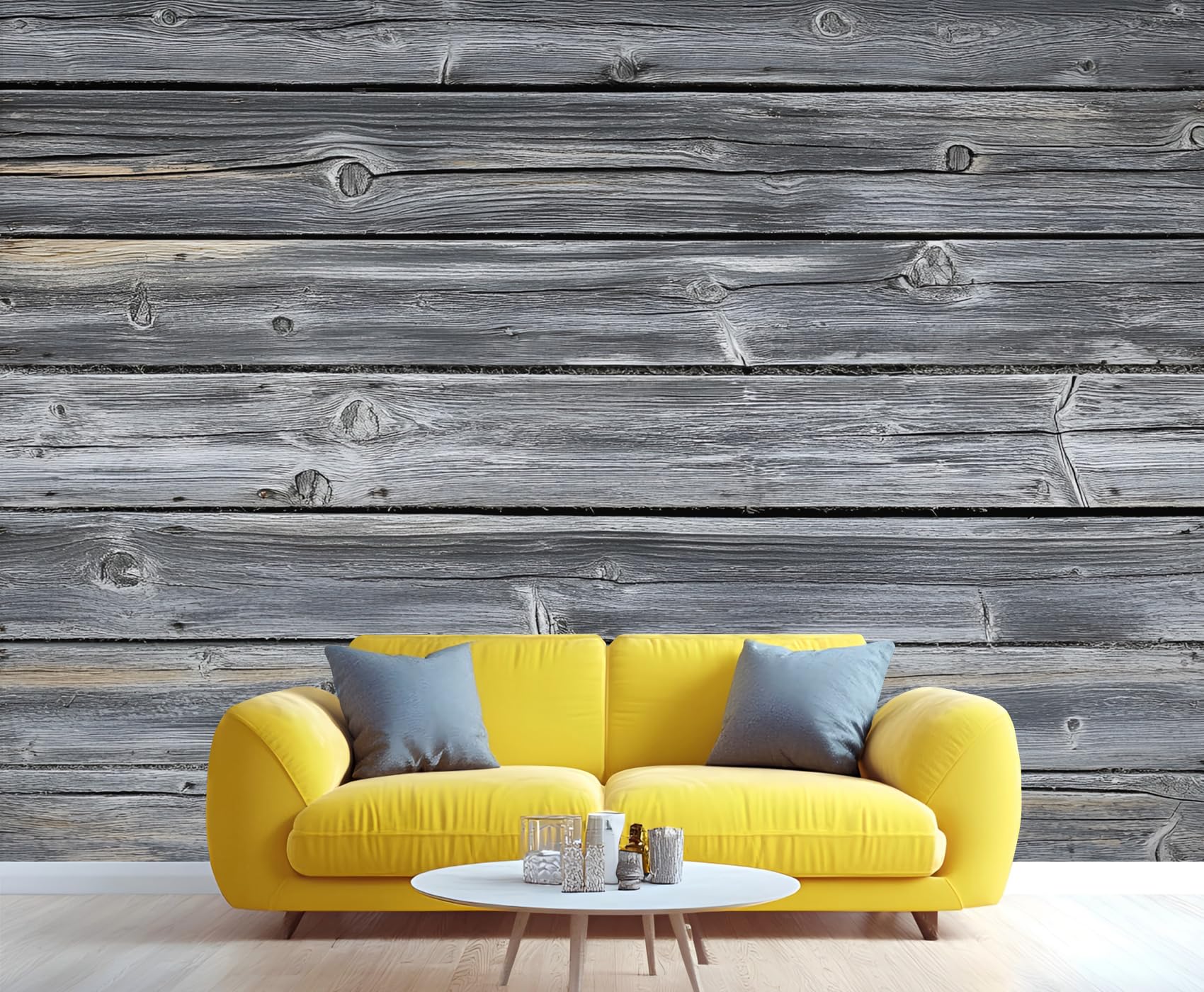 Distressed Wooden Stripes Wall Mural for Bedroom - 79" x 79" Murals, Wooden Plank Wallpaper for Living Room, Distressed Large HD Photo, Stripes Mural Wallpaper for Boys Room (Not Peel and Stick)