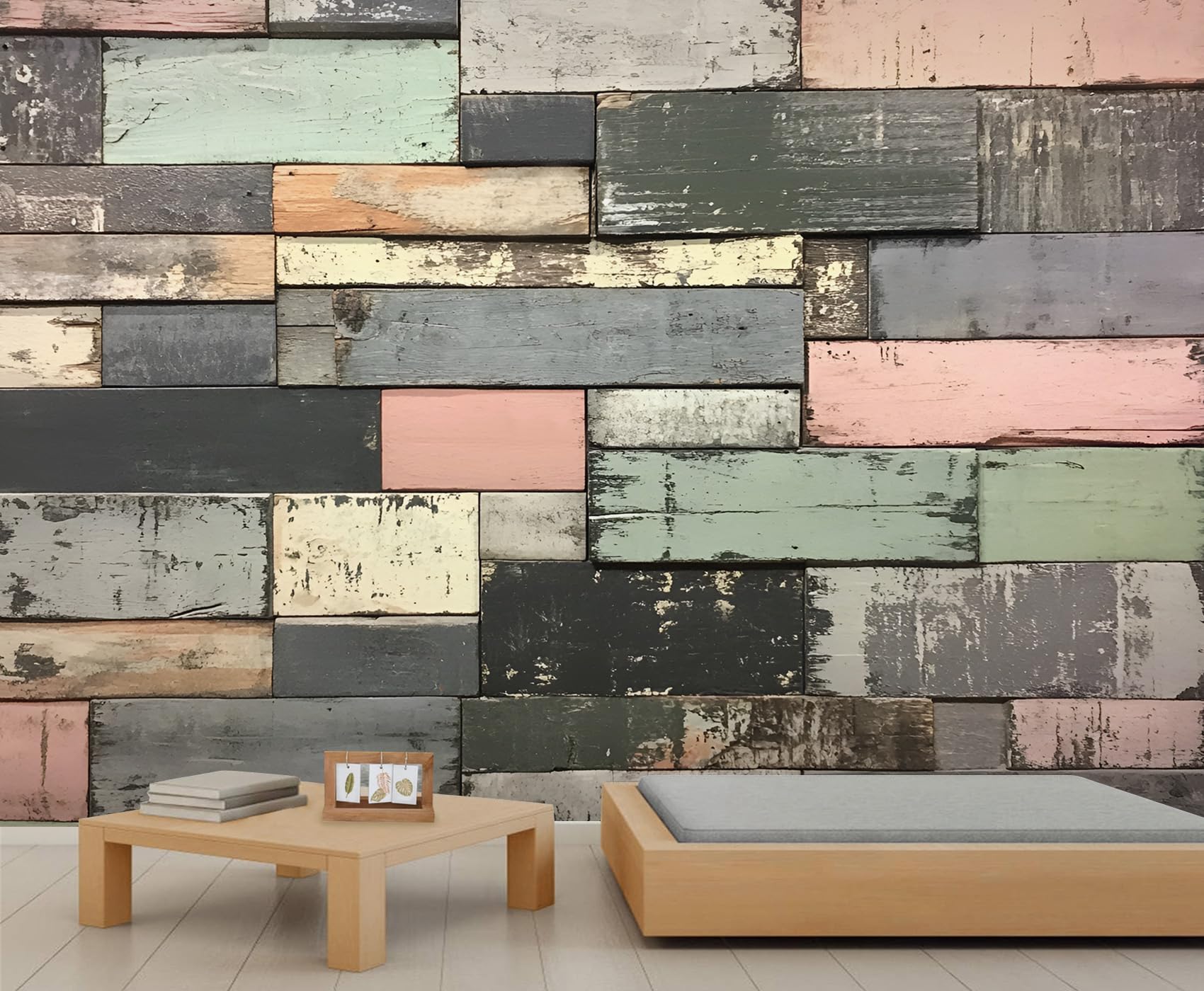 Multiple Irregular Pieces Mural Wallpaper Old Wooden Boards Wallpaper Large Vintage Distressed Wall Mural for Bedroom Home Decor Living Room Dining Room Office
