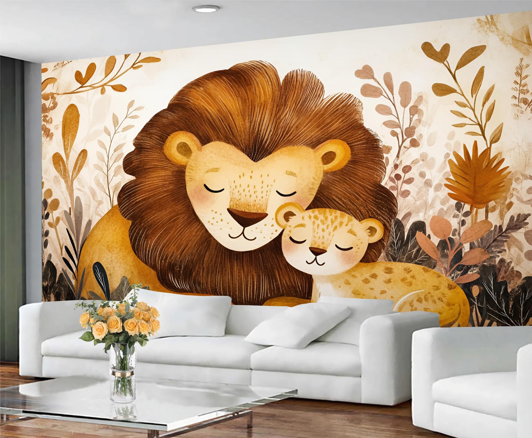 Colorful Distressed 3D Wood Grain Striped Wall Mural for Living Room & Bedroom, 197" x 118.2", Non-Adhesive