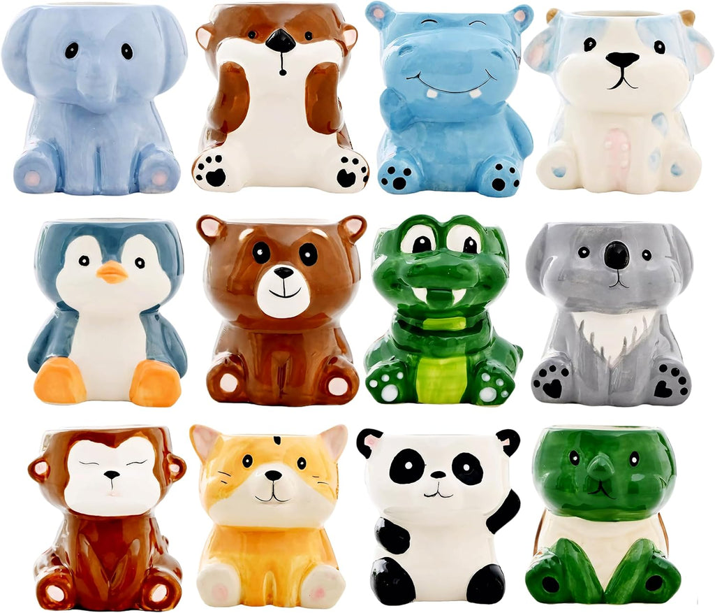 Cute Cartoon Animal Shaped Succulent Cactus Plant Pots-Plants Not Included (About 2.8 Inches) (Randomly 12 PCS)