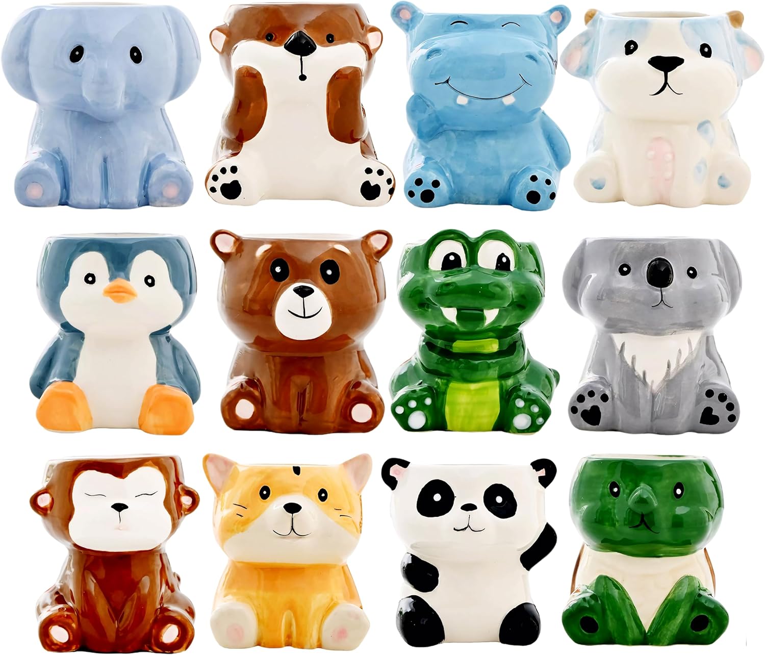 Cute Cartoon Animal Shaped Succulent Cactus Plant Pots-Plants Not Included (About 2.8 Inches) (Randomly 12 PCS)
