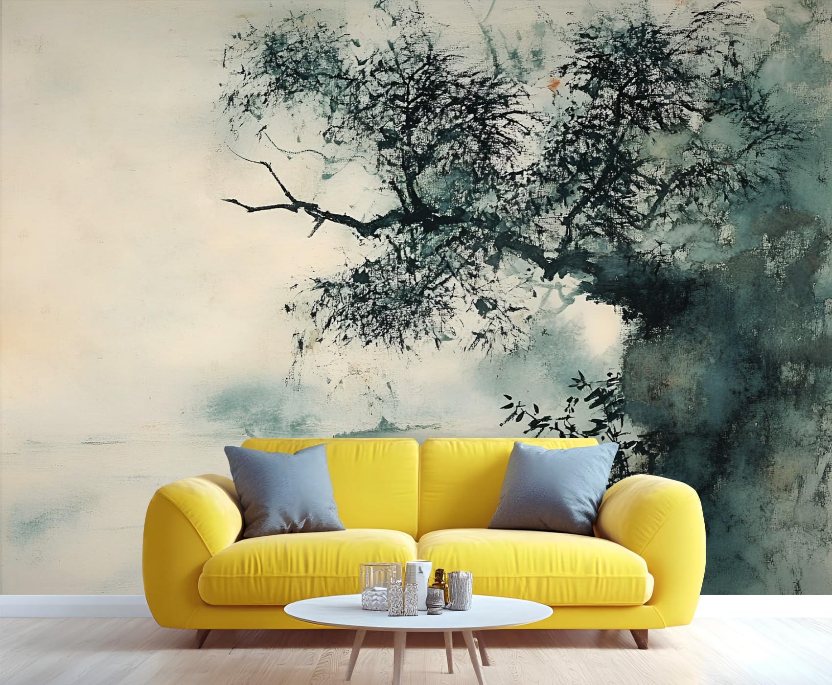 Distressed Wooden Stripes Wall Mural for Bedroom - 79" x 79" Murals, Wooden Plank Wallpaper for Living Room, Distressed Large HD Photo, Stripes Mural Wallpaper for Boys Room (Not Peel and Stick)