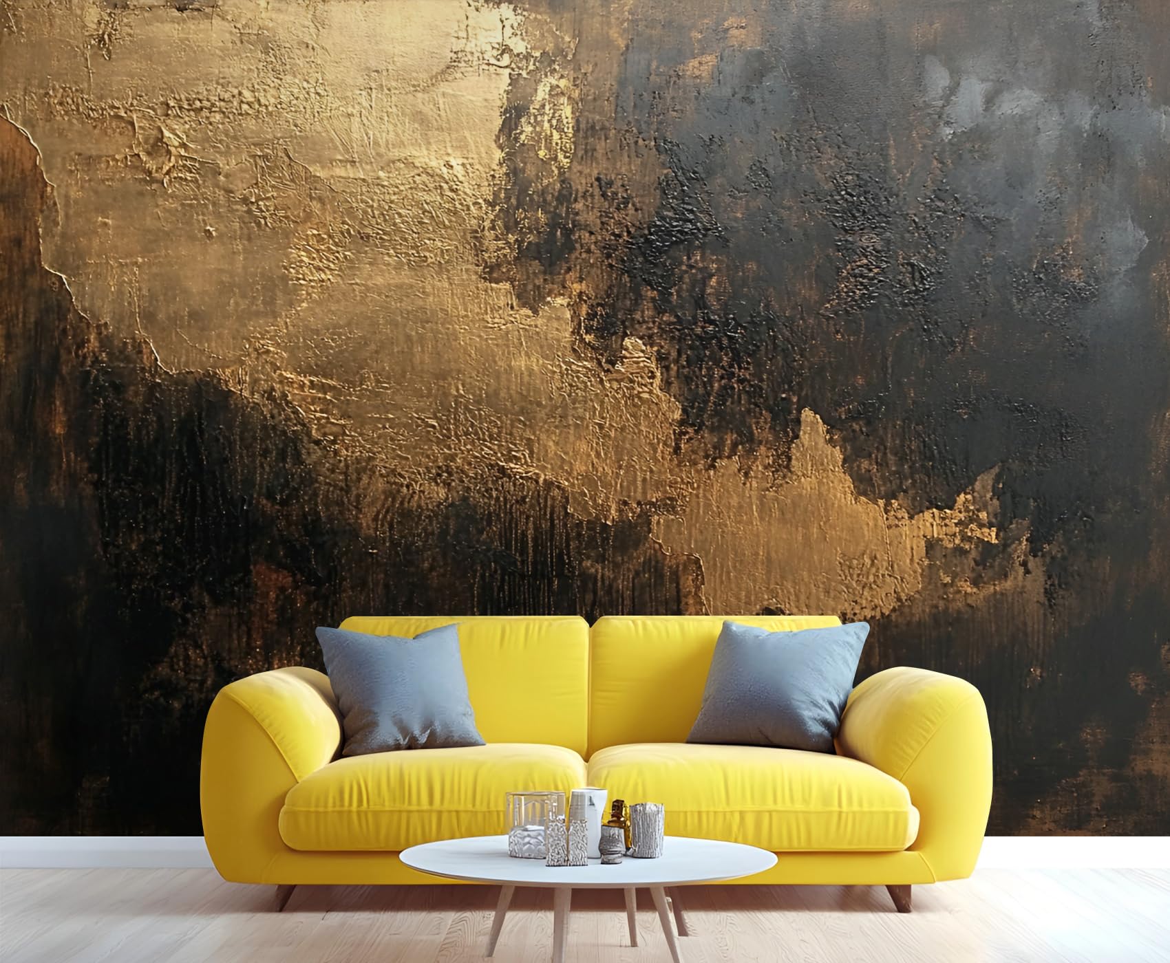 Distressed Wooden Stripes Wall Mural for Bedroom - 79" x 79" Murals, Wooden Plank Wallpaper for Living Room, Distressed Large HD Photo, Stripes Mural Wallpaper for Boys Room (Not Peel and Stick)