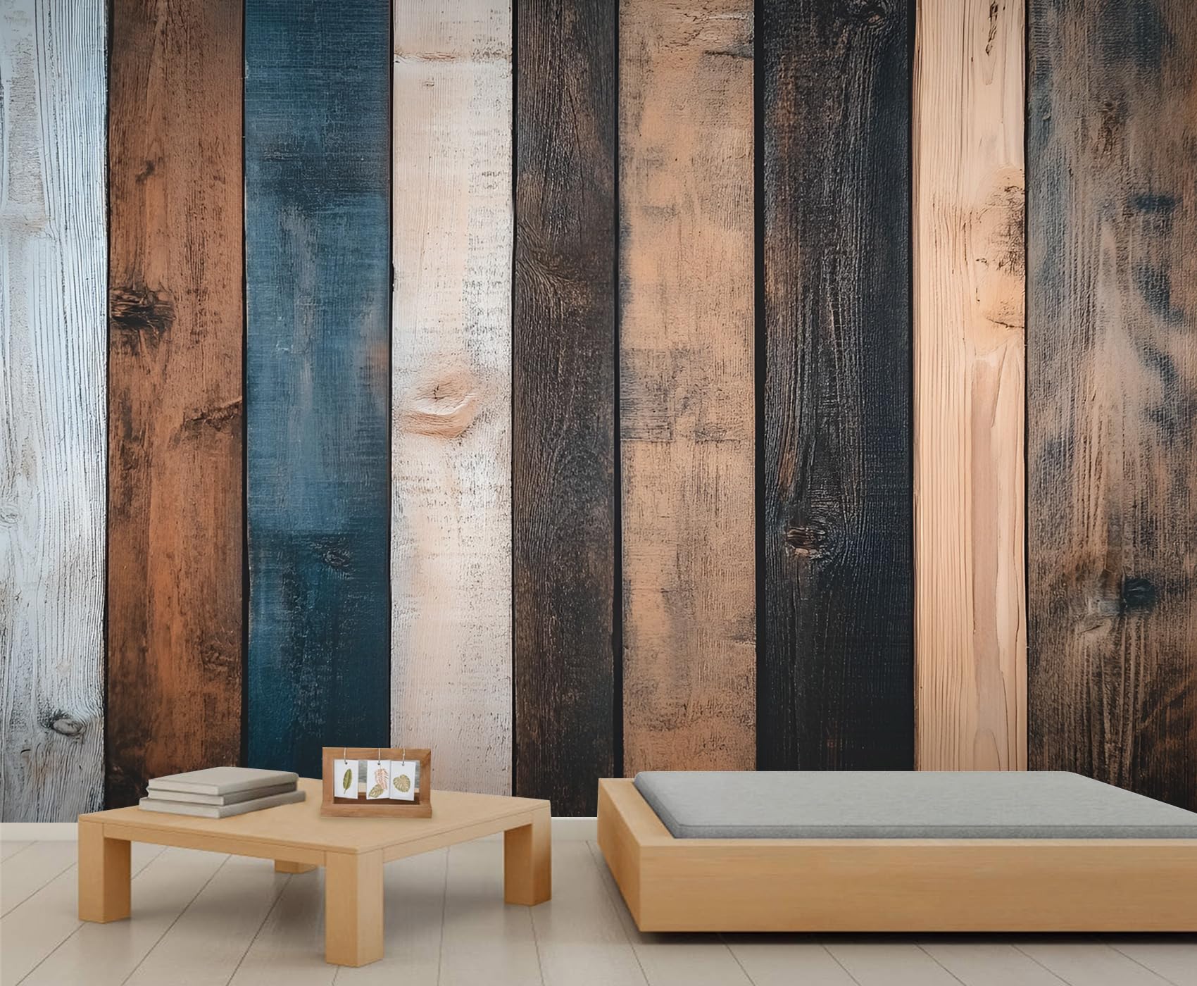 Multiple Irregular Pieces Mural Wallpaper Old Wooden Boards Wallpaper Large Vintage Distressed Wall Mural for Bedroom Home Decor Living Room Dining Room Office
