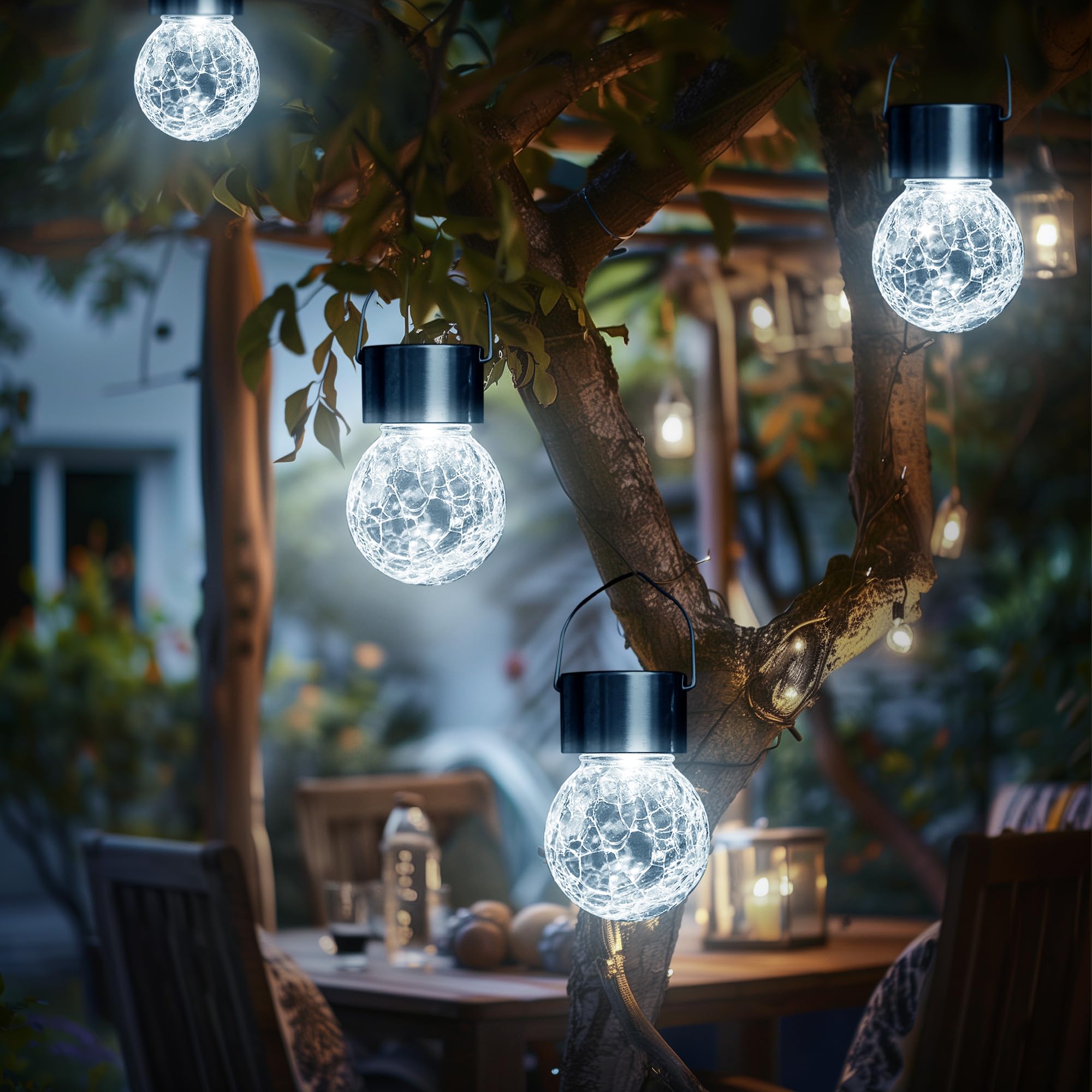 GIGALUMI Solar Lights Outdoor Waterproof, 16 Pack Solar Hanging Lights Garden Decor, Gifts for Women, Solar Outdoor Lantern Waterproof Cracked Glass for Yard, Fence, Tree(Color Changing)
