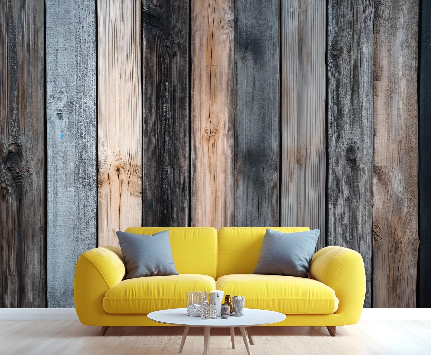 Distressed Wooden Stripes Wall Mural for Bedroom - 79" x 79" Murals, Wooden Plank Wallpaper for Living Room, Distressed Large HD Photo, Stripes Mural Wallpaper for Boys Room (Not Peel and Stick)
