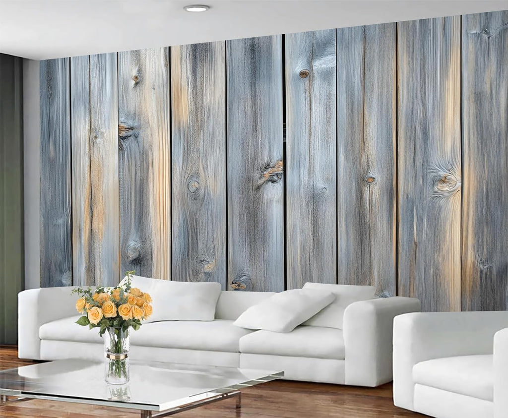 Rustic Wooden Planks Mural Wallpaper - 110" x 79" Mural, Wood Grain Wall Murals for Living Room Bedroom, Vintage Distressed Poster, Wooden Planks Wallpaper (Not Peel and Stick)