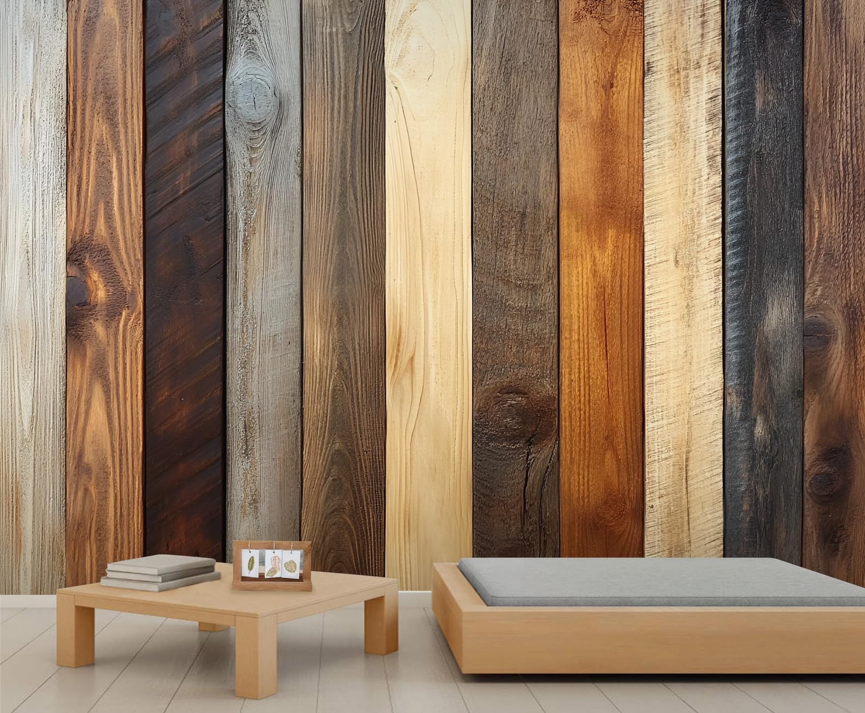 Old Wood Board Wall Mural, Distressed Mural, Industrial Wallpaper, Retro Wall Mural for Bedroom, Wood Grain Home Decor, Wooden Gifts for Women 141.7"x98.4"