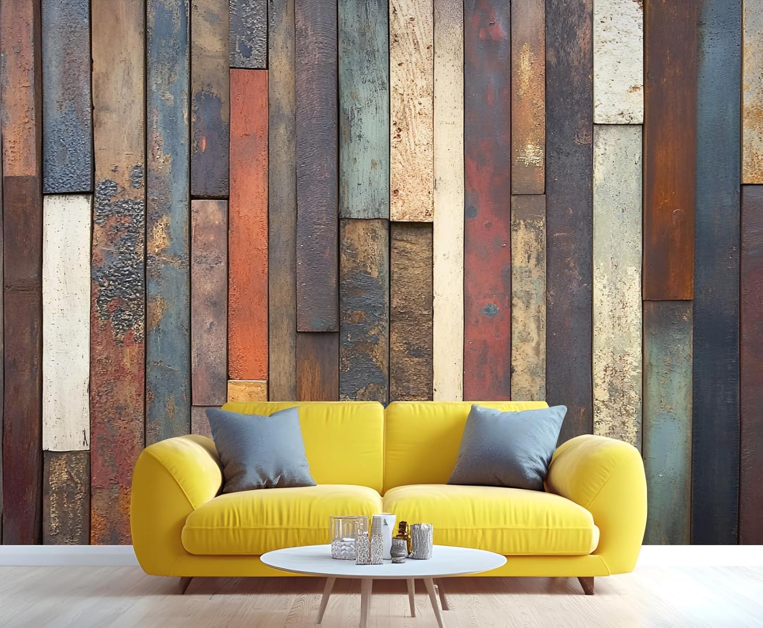 Old Wood Board Wall Mural, Distressed Mural, Industrial Wallpaper, Retro Wall Mural for Bedroom, Wood Grain Home Decor, Wooden Gifts for Women 141.7"x98.4"