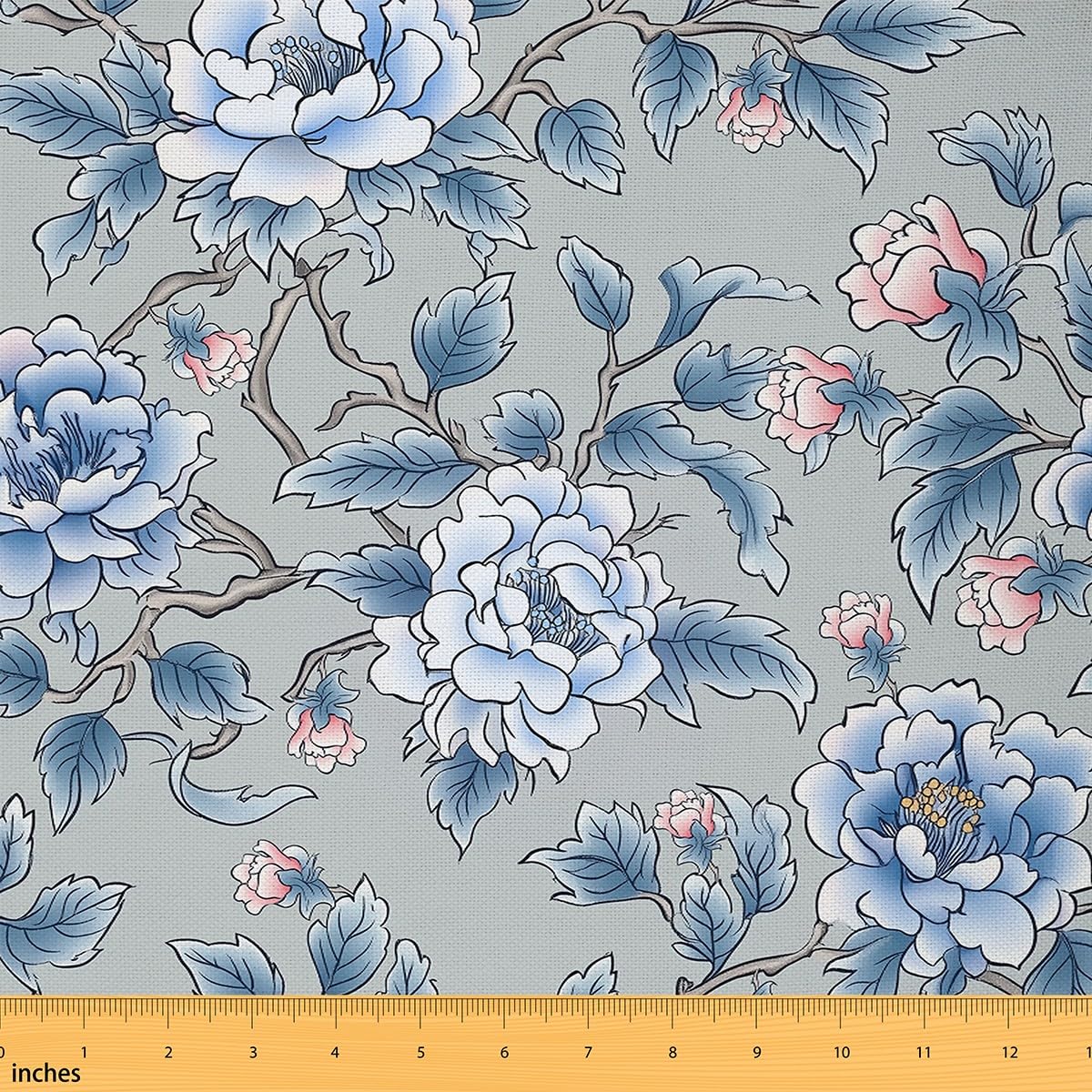 Retro Flowers Fabric by The Yard Vintage Bouquet Colorful Floral Decor Fabric for Craft Art Lovers Wild Plants Country Garden Style Fabric for DIY Soft Flannel Polyester 5 Yards,180" L x 59" W