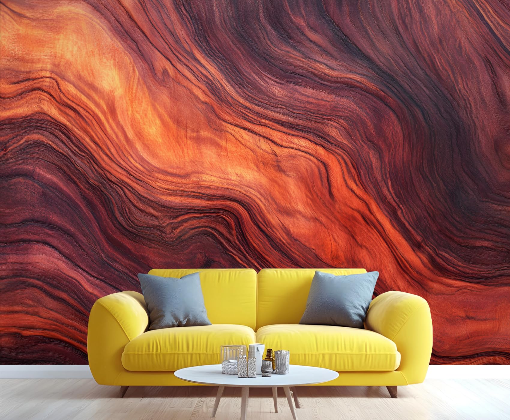 Rustic Wooden Plank Mural - Distressed Wall Paintings, Brown Wood Stripes 3D Wall Mural for Living Room Bedroom, Wooden Plank Murals - 157.5" x 110.3" (Not Peel n' Stick)