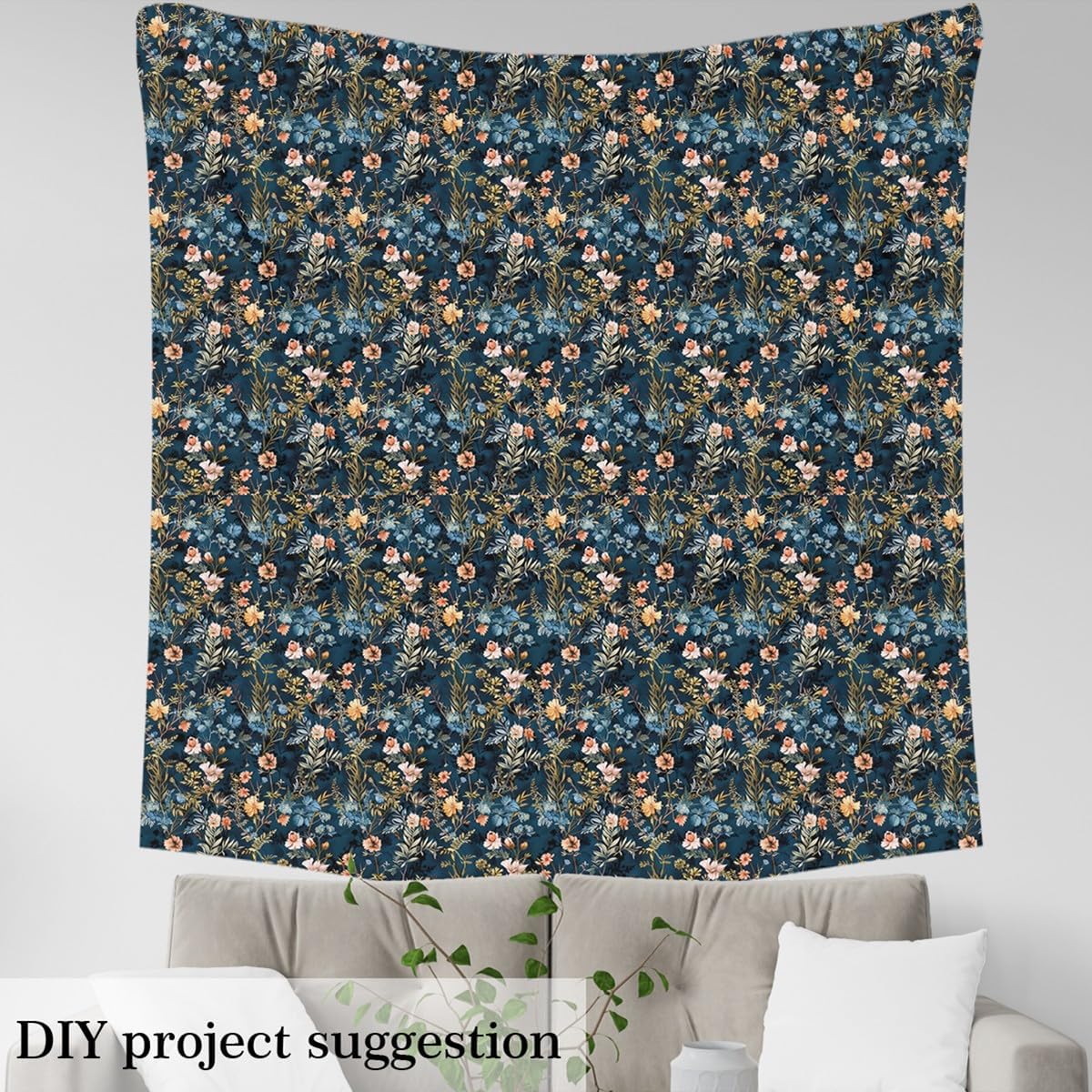 Retro Flowers Fabric by The Yard Vintage Bouquet Colorful Floral Decor Fabric for Craft Art Lovers Wild Plants Country Garden Style Fabric for DIY Soft Flannel Polyester 5 Yards,180" L x 59" W