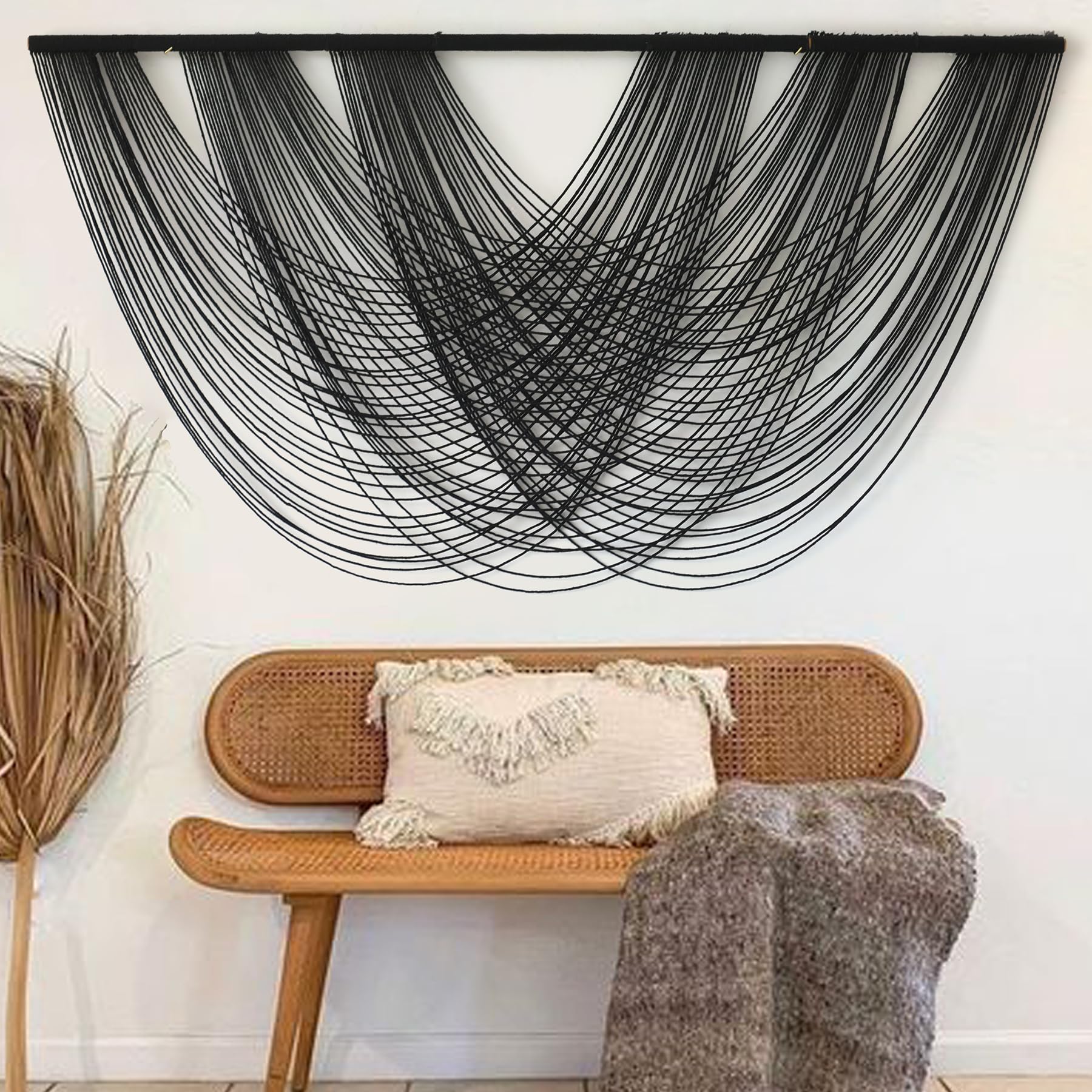 Flber Macrame Wall Hanging Dip Dye Brown Boho Wall Decor Yarn Tapestry Modern Living Room Bedroom Home Wall Decor 57" W x 35" L