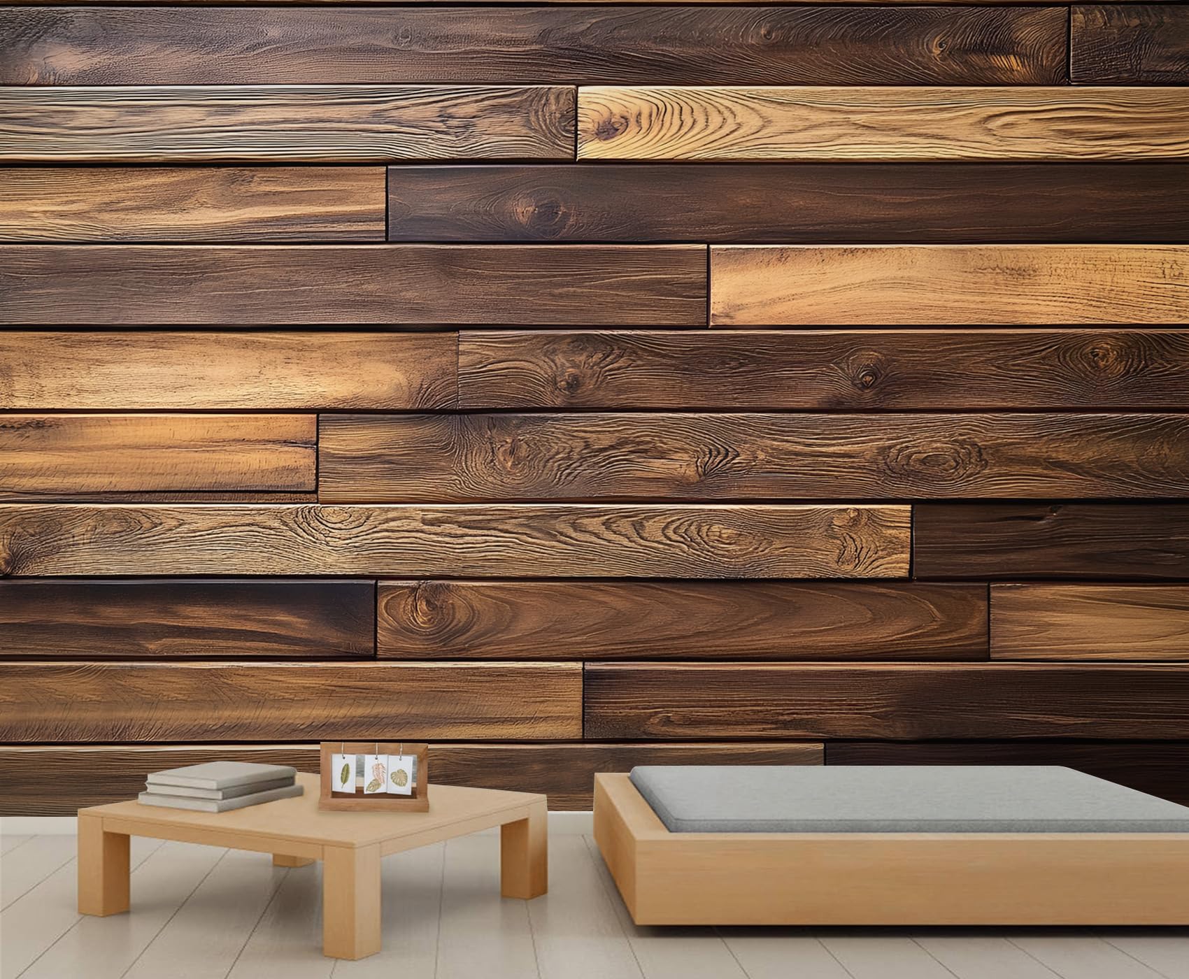 Old Wood Board Wall Mural, Distressed Mural, Industrial Wallpaper, Retro Wall Mural for Bedroom, Wood Grain Home Decor, Wooden Gifts for Women 141.7"x98.4"