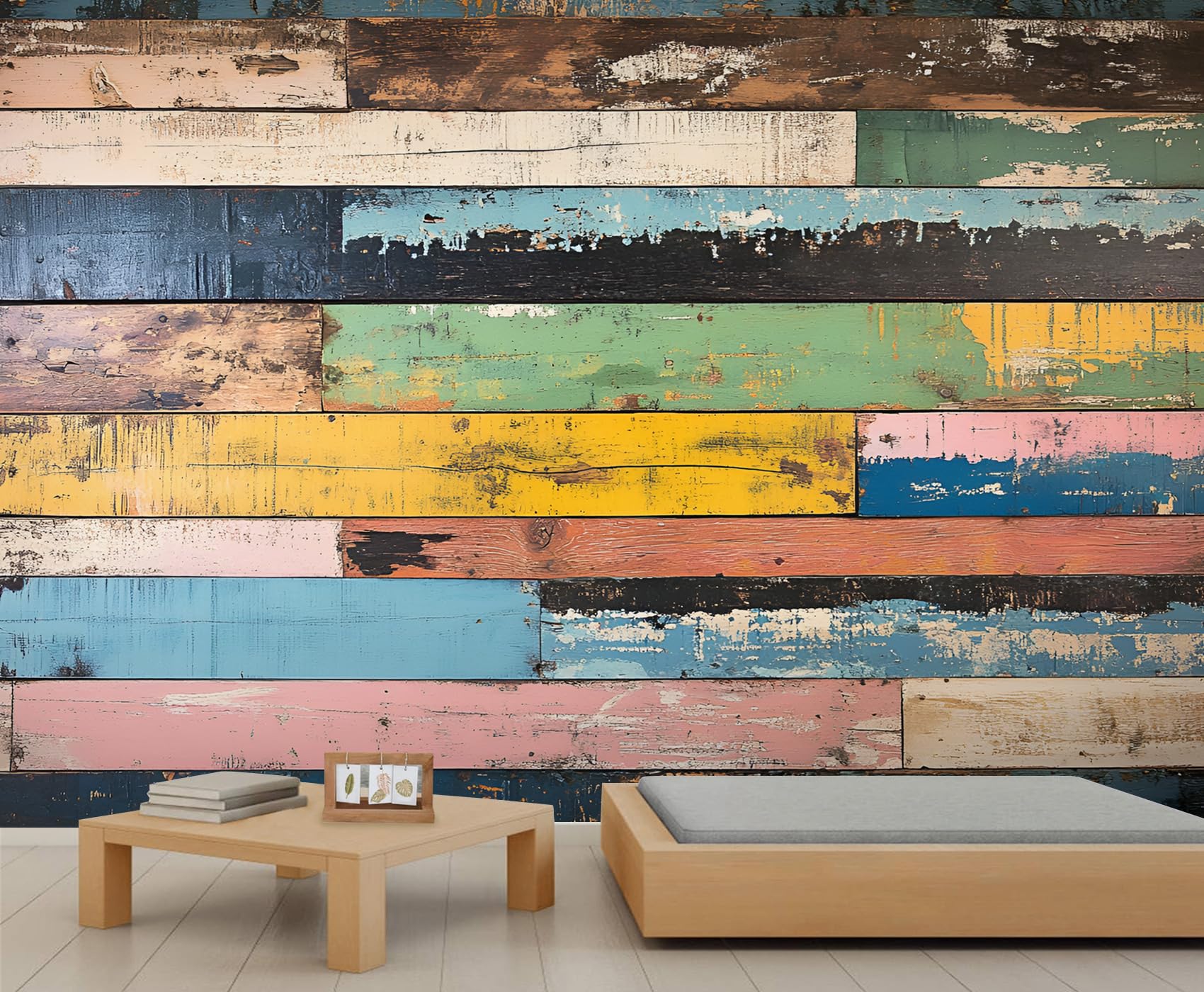 Multiple Irregular Pieces Mural Wallpaper Old Wooden Boards Wallpaper Large Vintage Distressed Wall Mural for Bedroom Home Decor Living Room Dining Room Office