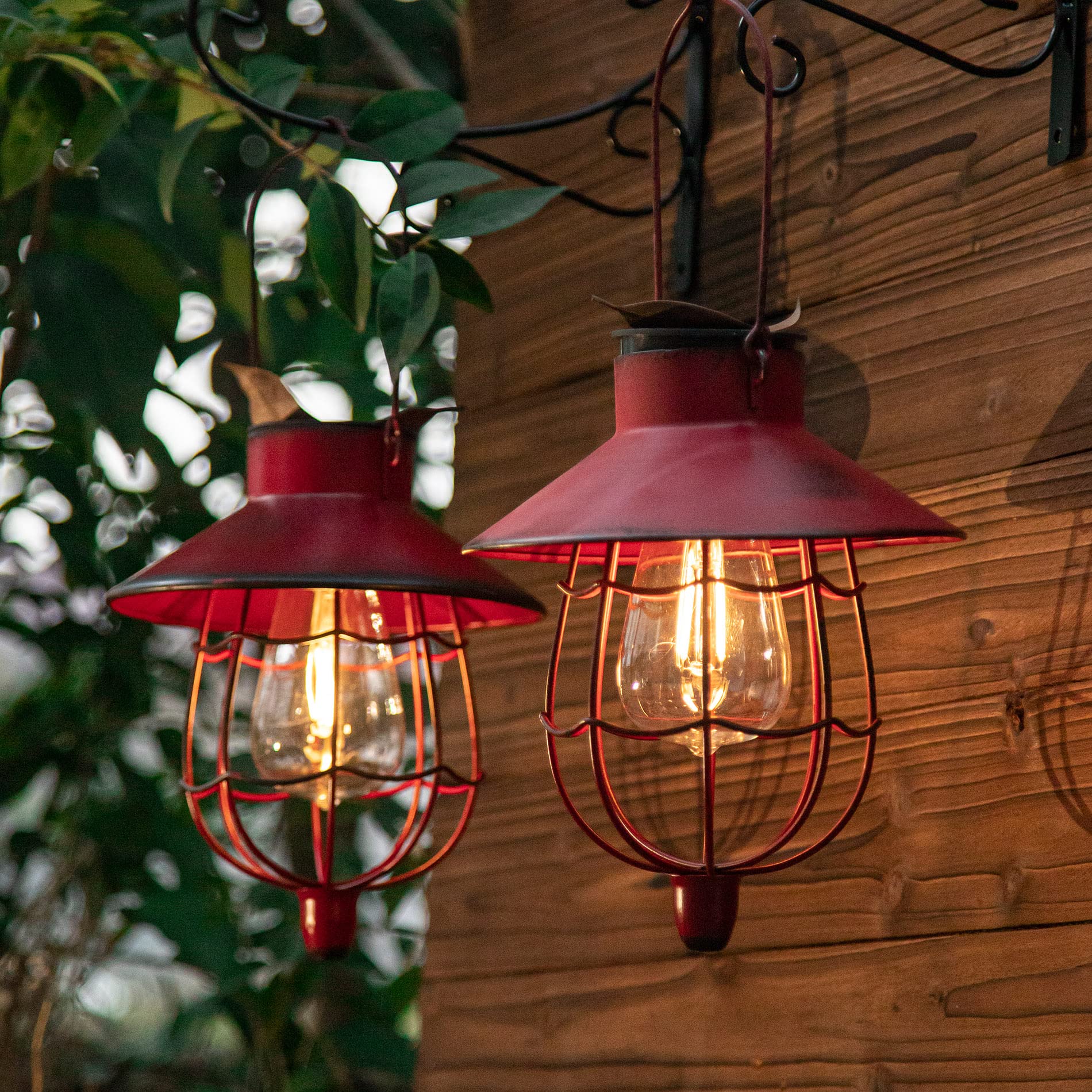 YAKii 2 Pack Solar Lantern Hanging Waterproof Outdoor Metal Solar Lamp with Warm White Light Decorate for Yard Garden Pathway Patio Porch Decor (Antique Copper)