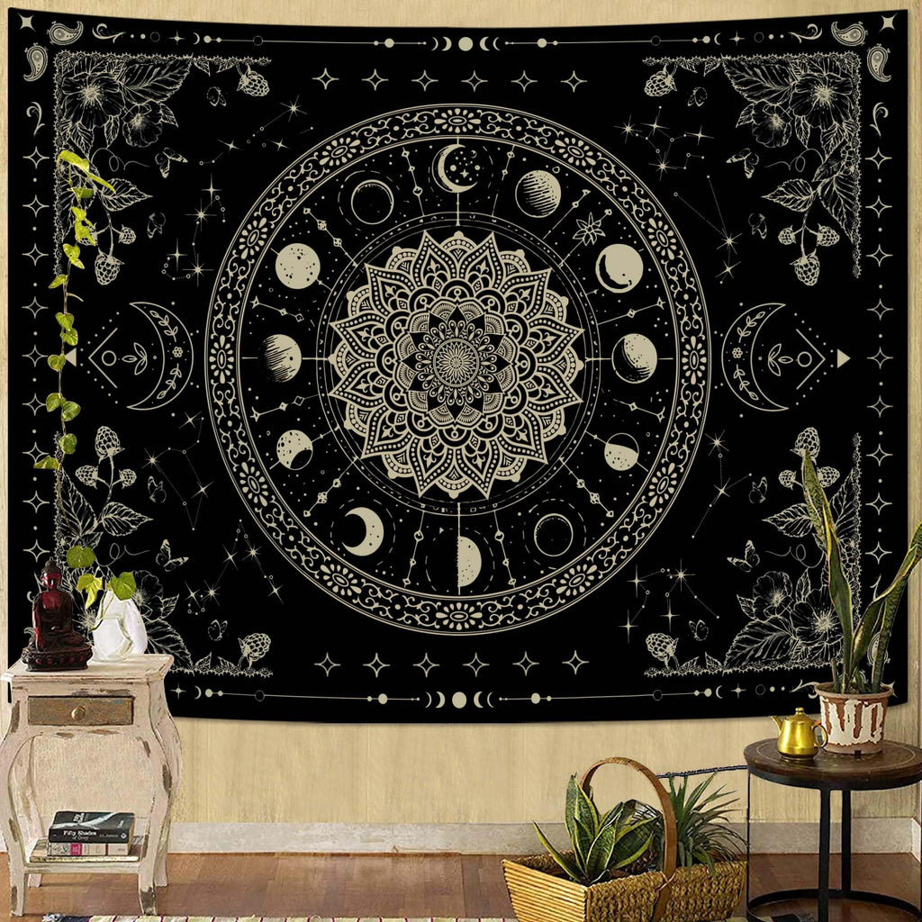 Lunerfex Floral Mandala Tapestry Boho Tapestry for Bedroom Brown Tapestries Wall Hanging Living Room Wall Art and Home Decor 70x90