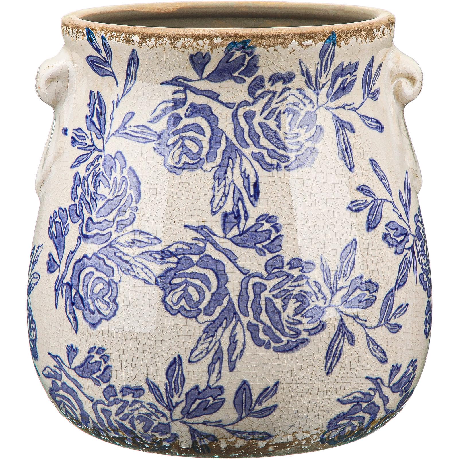 Ceramic Green Scroll Planter 6.5 Inch Chinoiserie Floral Vase with Drainage Holes Vintage Flower Vase Flower Pot Rustic Ceramic Pots for Indoor Plants Flowers Garden Home Bookshelf Decor